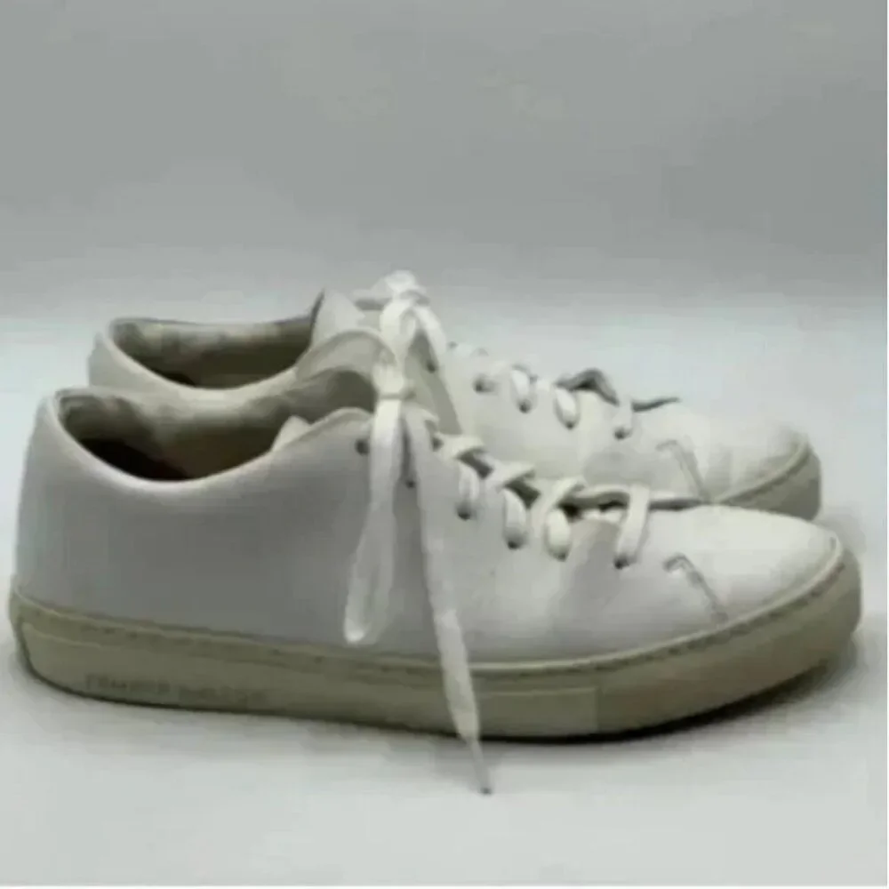 Tamara Mellon White Leather Low Top Court Sneakers Made in Italy Size 37.5